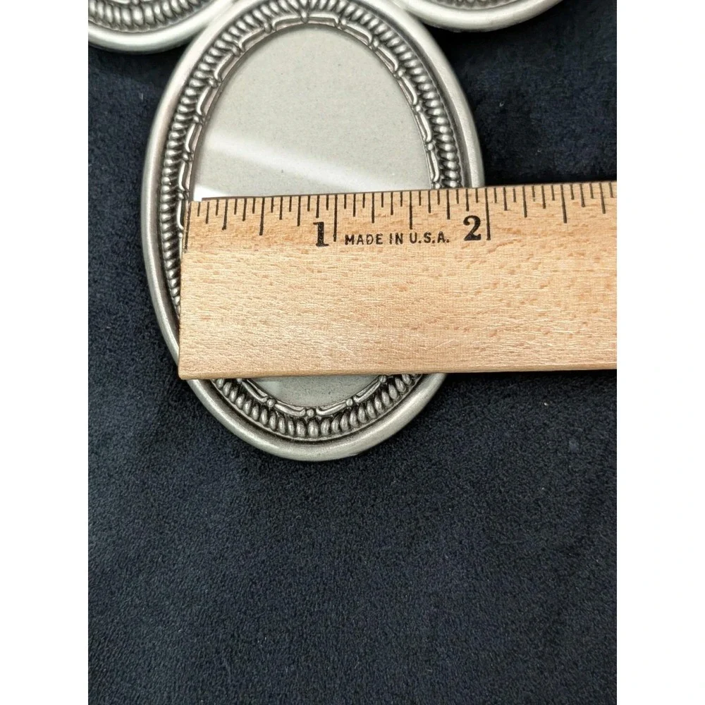 Vtg 6 Oval Burnes of Boston Pyramid Style Frame Pewter Tone 9.5